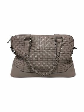 Patricia Nash Woven/Solid Gray Leather Satchel Handbag